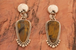 Artie Yellowhorse Sterling Silver Genuine Pietersite Post Earrings